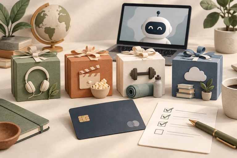AI 구독료 20% 할인? 삼성 BIZ iD SELECT 4개 팩 총정리 주제를 표현한 편집 일러스트